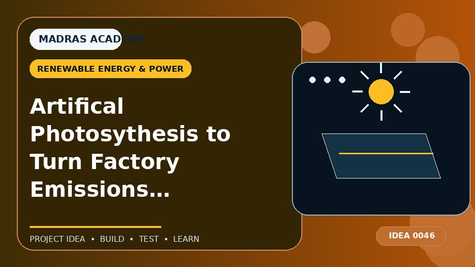 Artifical Photosythesis to Turn Factory Emissions into Energy