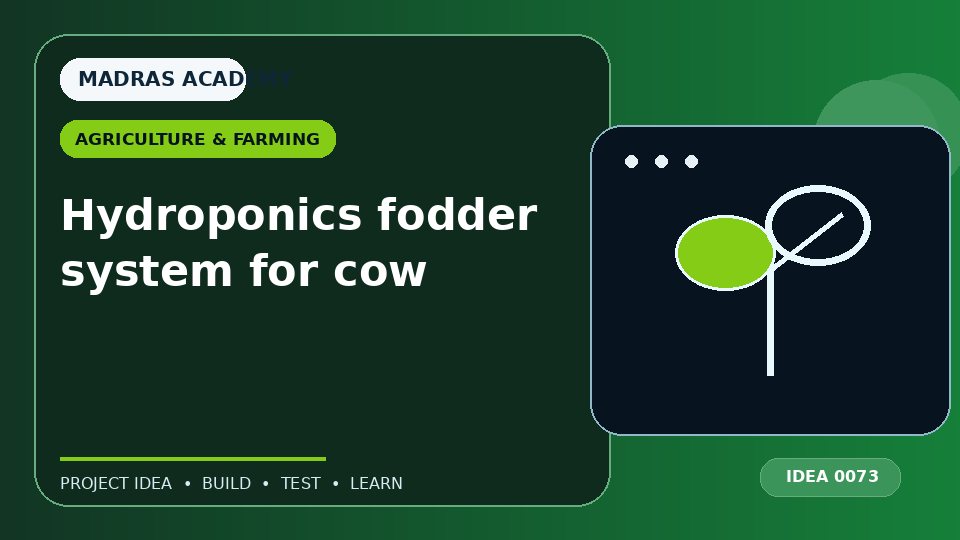 Hydroponics fodder system for cow