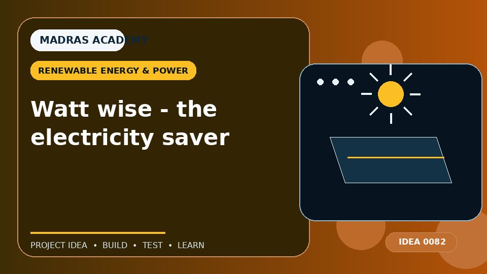 Watt wise – the electricity saver