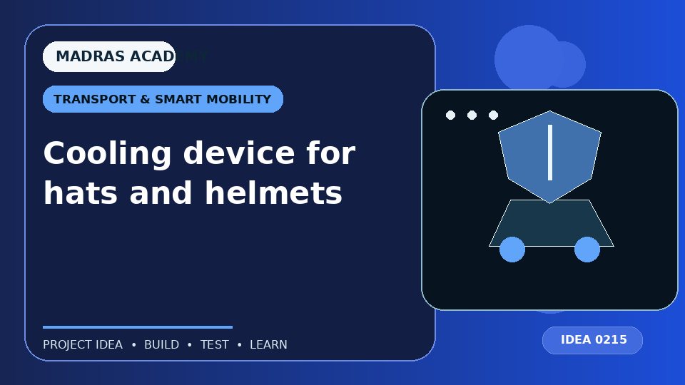 Cooling device for hats and helmets