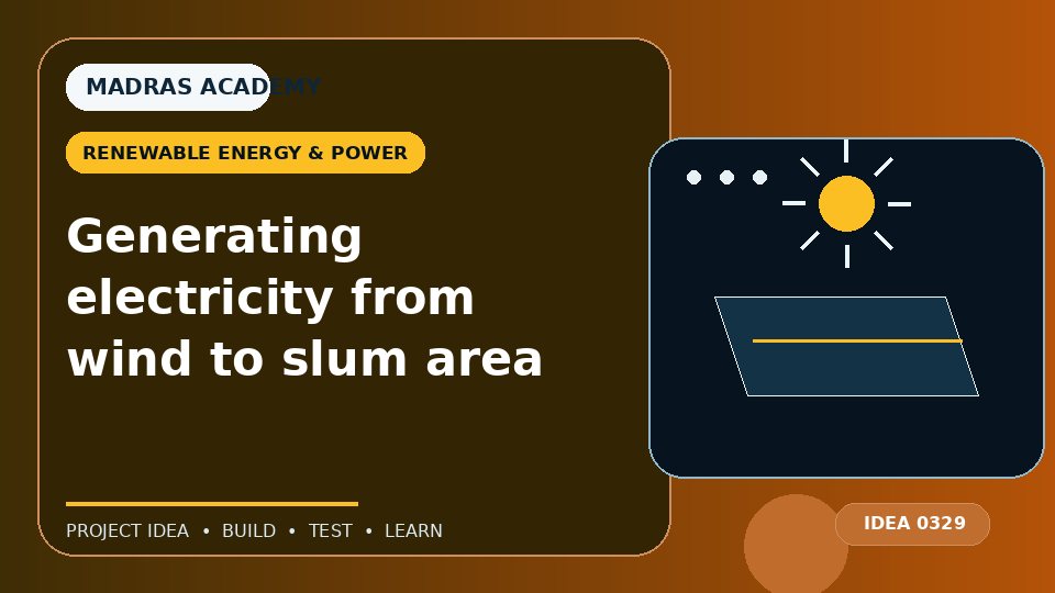 Generating electricity from wind to slum area