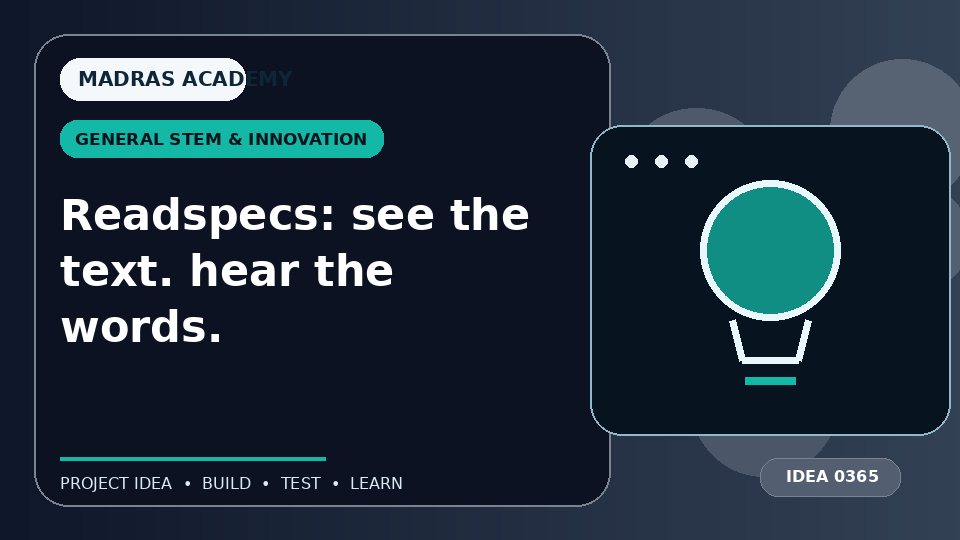 Readspecs: see the text. hear the words.