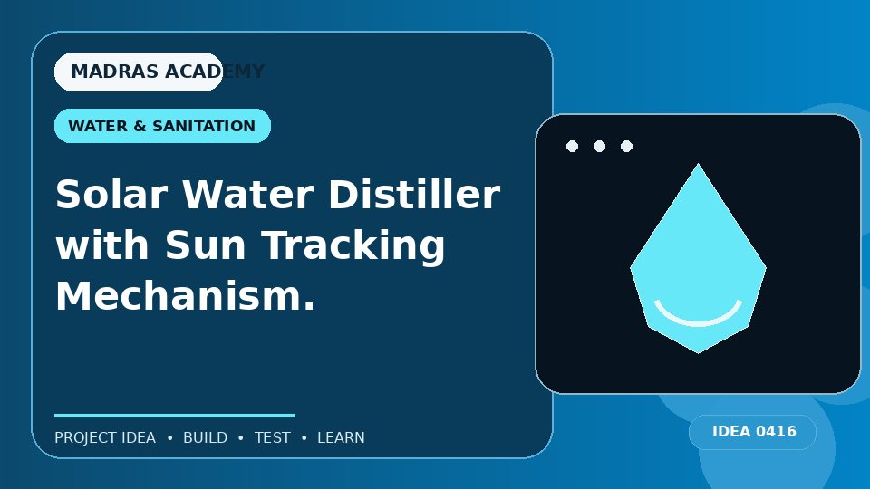 Solar Water Distiller with Sun Tracking Mechanism.