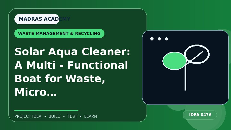 Solar Aqua Cleaner: A Multi – Functional Boat for Waste, Micro Plastic, and Oil Removal
