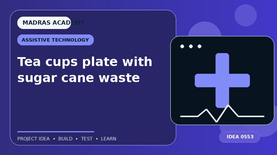 Tea cups plate with sugar cane waste