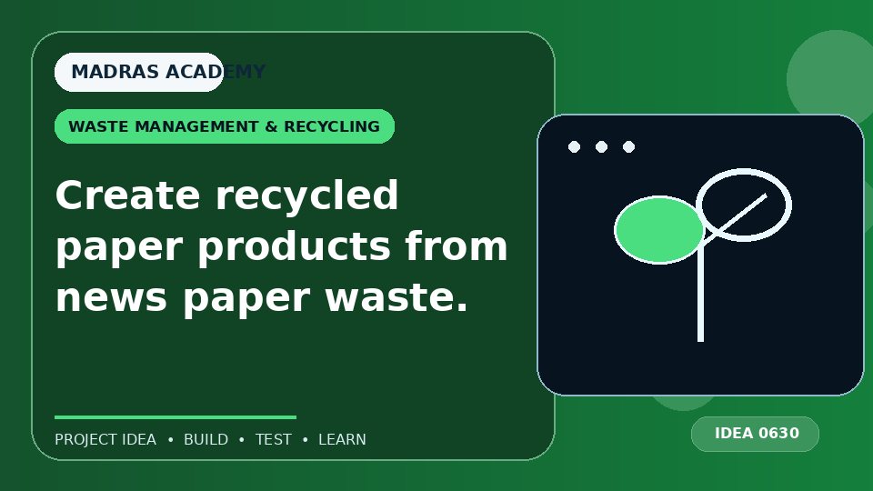 Create recycled paper products from news paper waste.