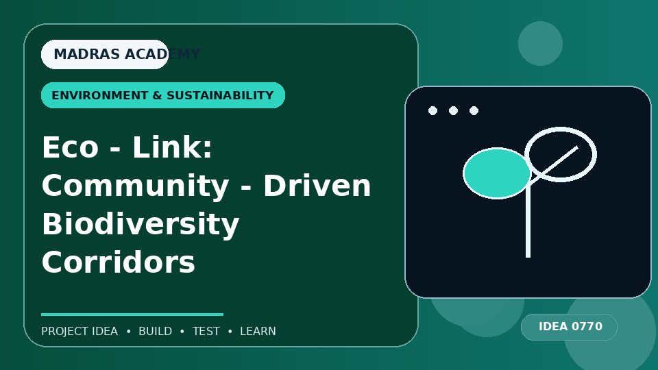 Eco – Link: Community – Driven Biodiversity Corridors