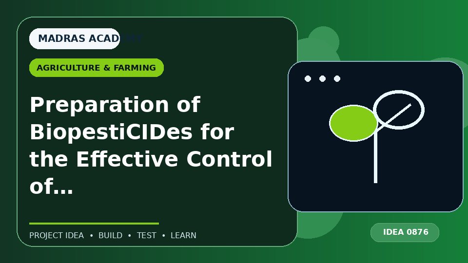 Preparation of BiopestiCIDes for the Effective Control of Pests