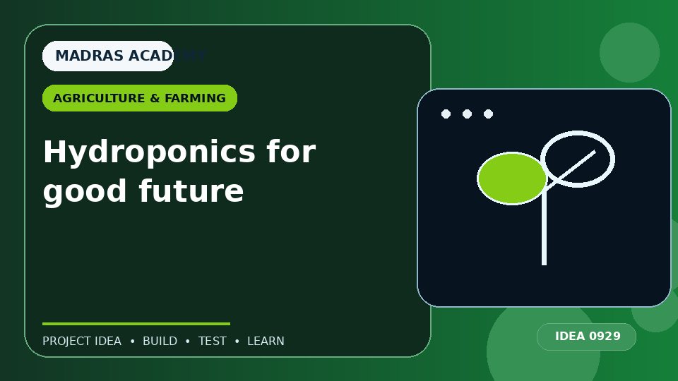 Hydroponics for good future