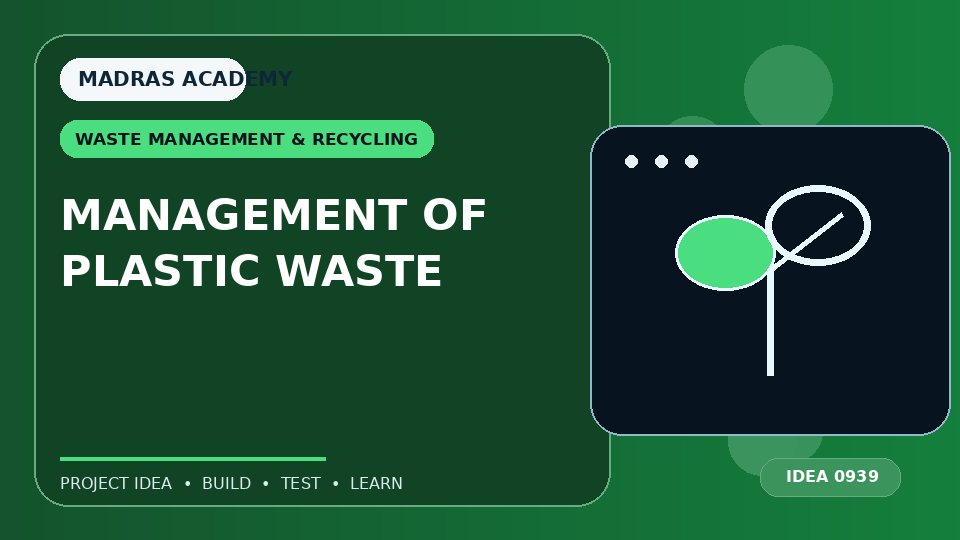 MANAGEMENT OF PLASTIC WASTE