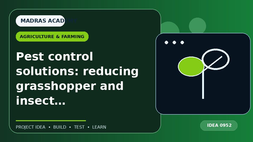 Pest control solutions: reducing grasshopper and insect damage to crops in agricultural communities
