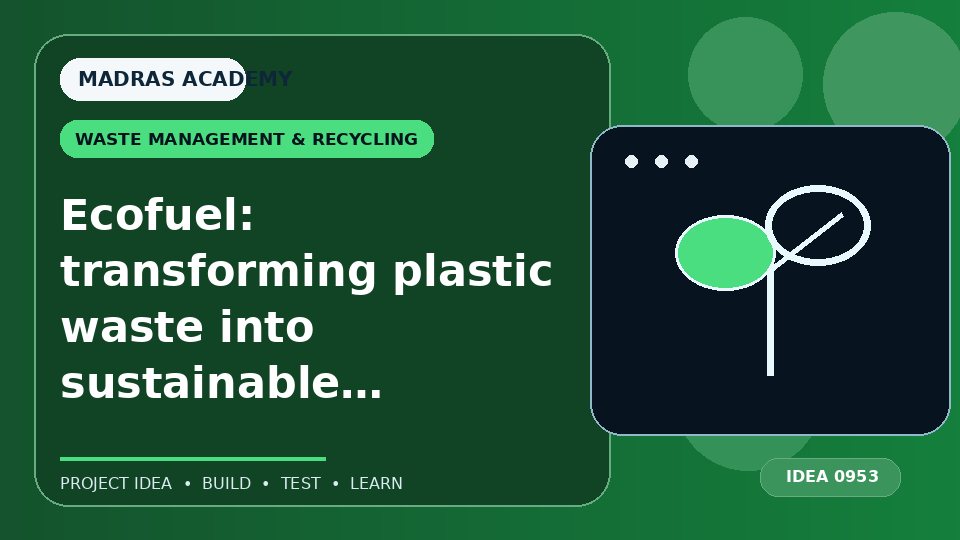 Ecofuel: transforming plastic waste into sustainable energy